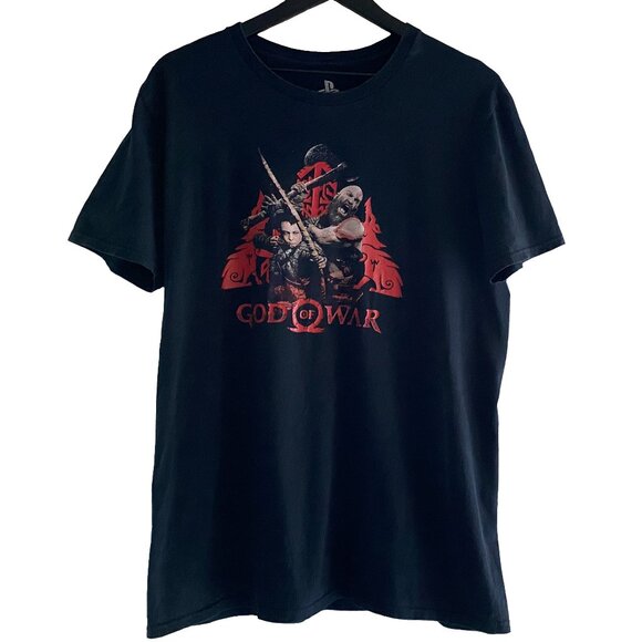 PLAYSTATION PS 2018 God of War Kratos & Atreus Graphic Short Sleeves T-Shirt L - Picture 1 of 6